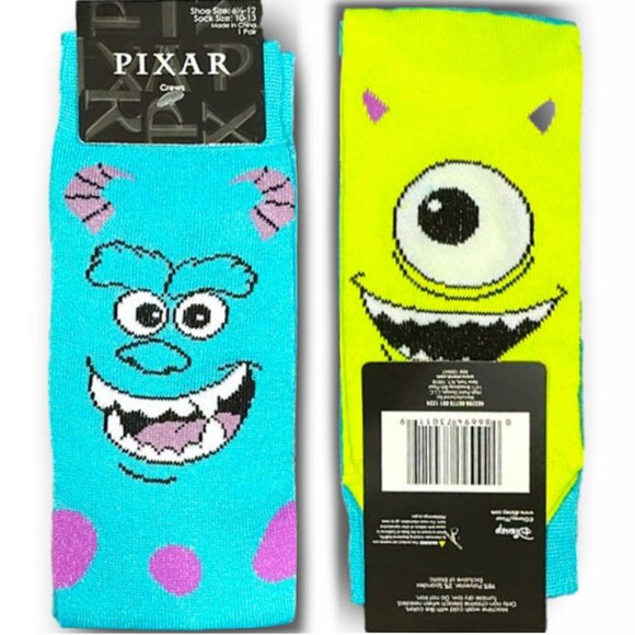 *3/$15* Monsters Inc. Sully & Mike Wazowski Socks - Picture 1 of 3